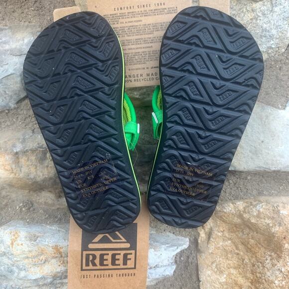 Reef flip-flops space neon green back strap size infant 3-4 NEW - Picture 2 of 4